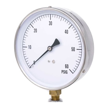 Engineered Specialty Products, Inc PIC Gauges 4.5" Contractor Pressure Gauge, 1/4" NPT, 0/60 PSI, Stainless, CONTRACTOR-4LD CONTRACTOR-4LD